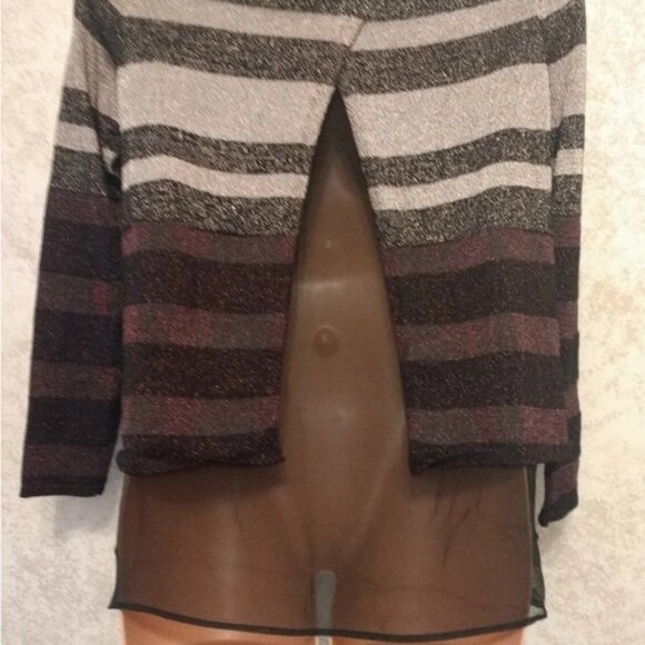 White House Black Market Striped Sheer Hem Blouse - Picture 7 of 13